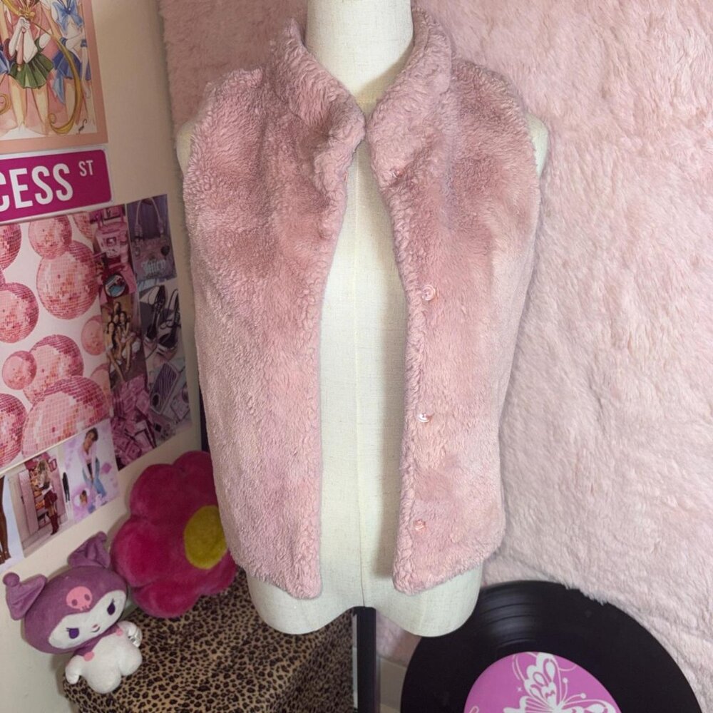 Pink faux fur vest